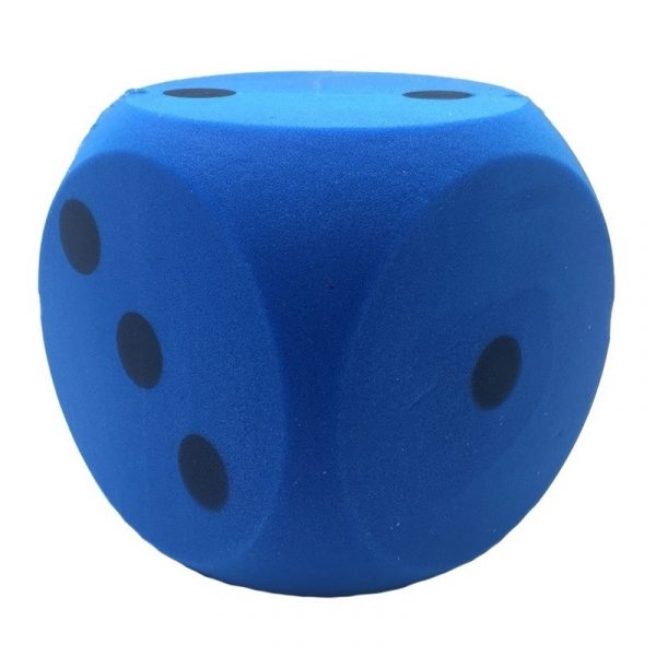 Grote schuimrubberen dobbelstenen blauw 1 stuk