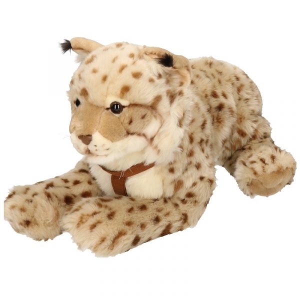 Liggende gestipte Lynx knuffel dier 42 cm