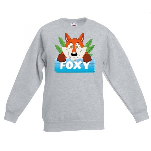 Vossen dieren sweater grijs voor kinderen