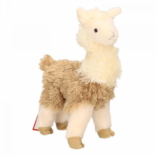 Boerderijdieren knuffel lama wit/bruin 28 cm