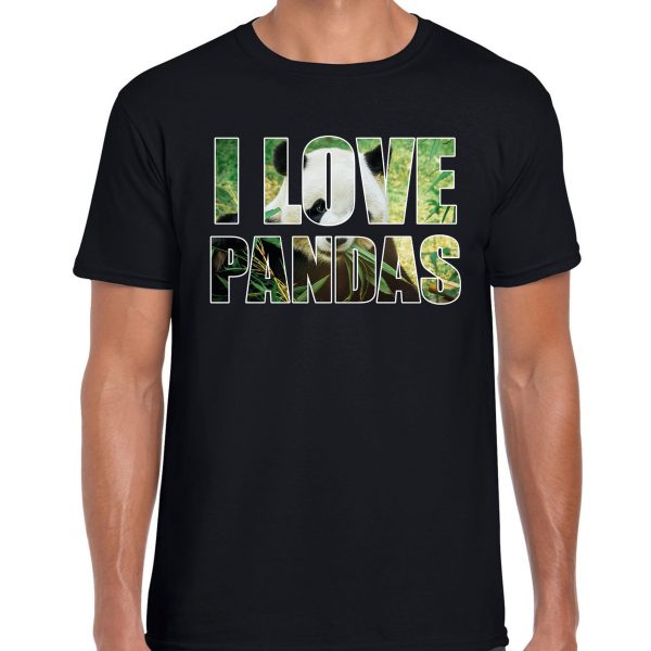 I love pandas dieren shirt zwart heren