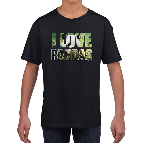 I love pandas dieren shirt zwart kids