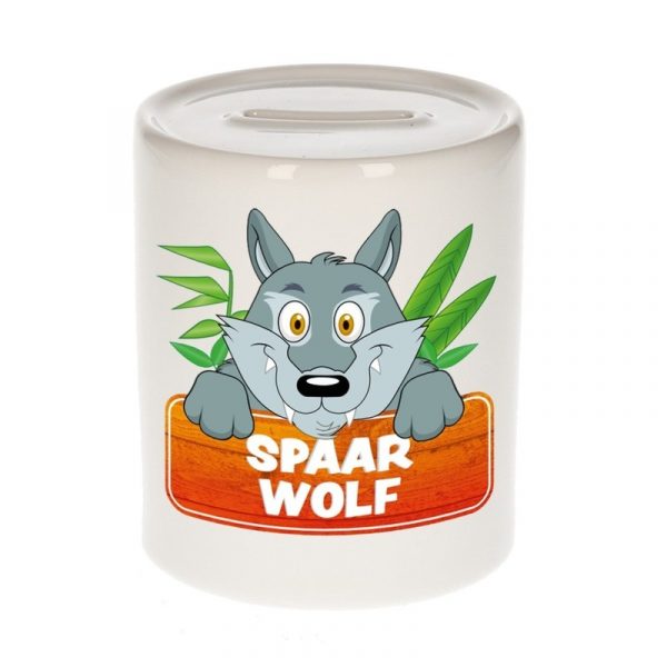 Spaarpot van de spaar wolf Wolfie 9 cm