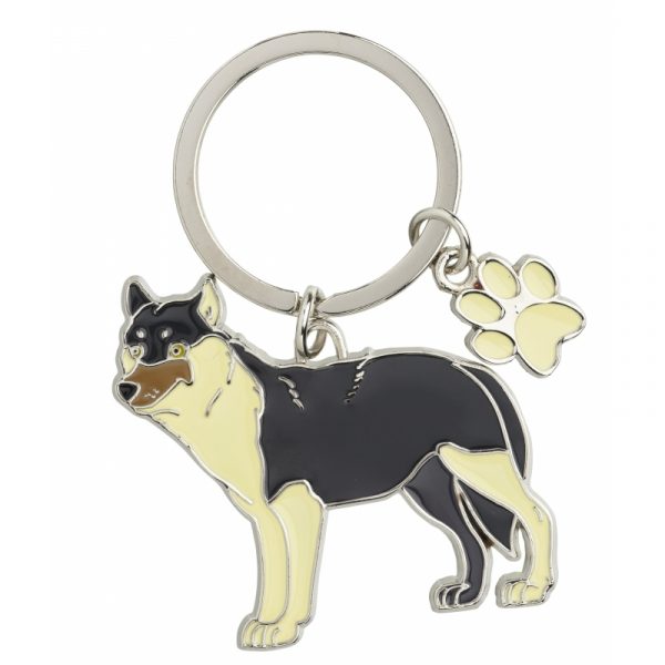 Metalen sleutelhanger wolf 5 cm