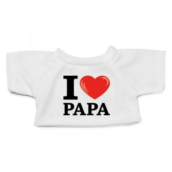 Wit knuffel shirt I love papa maat XL voor Clothies knuffel 13 x 9 cm