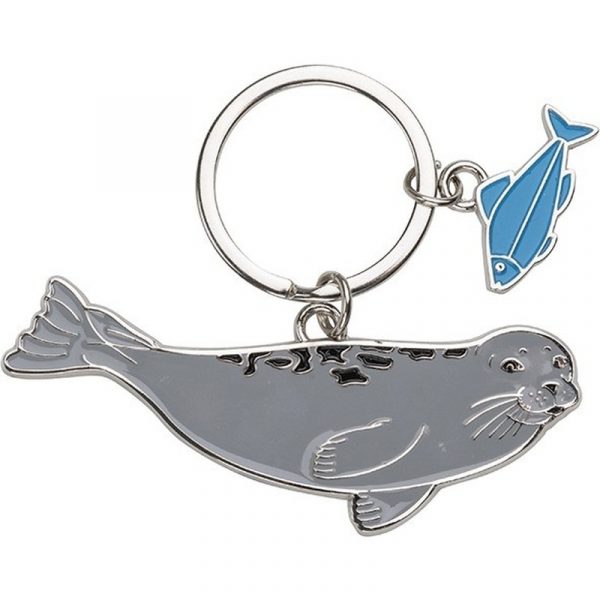 Metalen sleutelhanger zeehond 5 cm