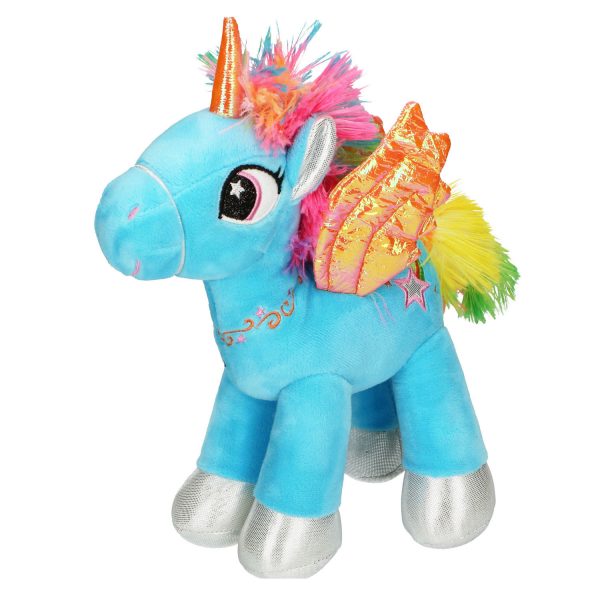 Blauwe eenhoorn/pegasus knuffeldier 20 cm