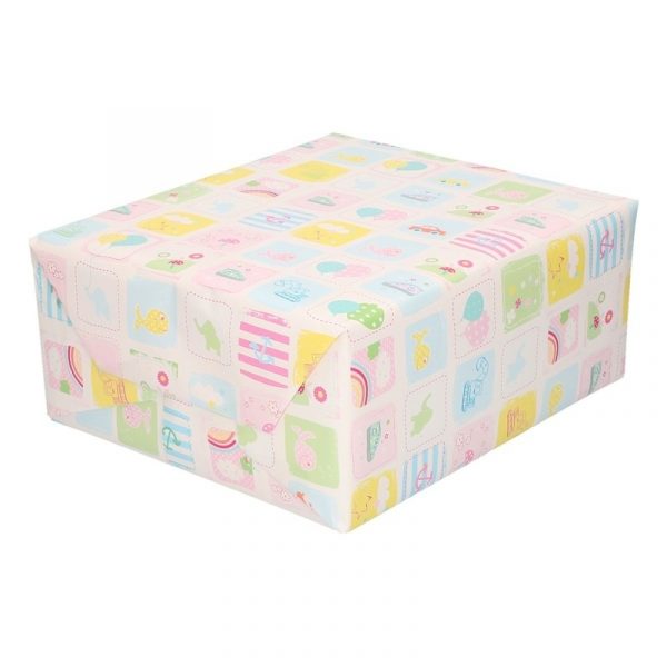 Babyshower kadopapier pastel print 200 x 70 cm