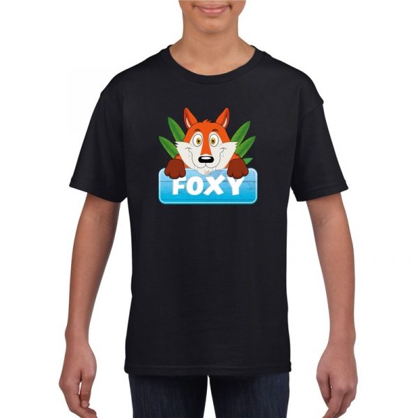 Vossen dieren t-shirt zwart voor kinderen