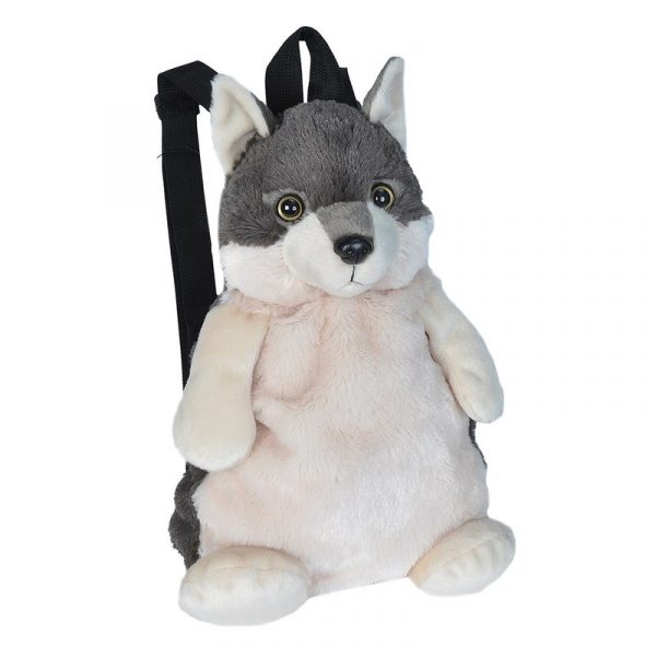 Pluche knuffel wolf kinder rugzak/rugtas 33 cm schooltas