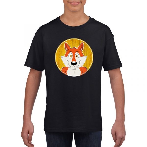 Dieren vos shirt zwart jongens en meisjes