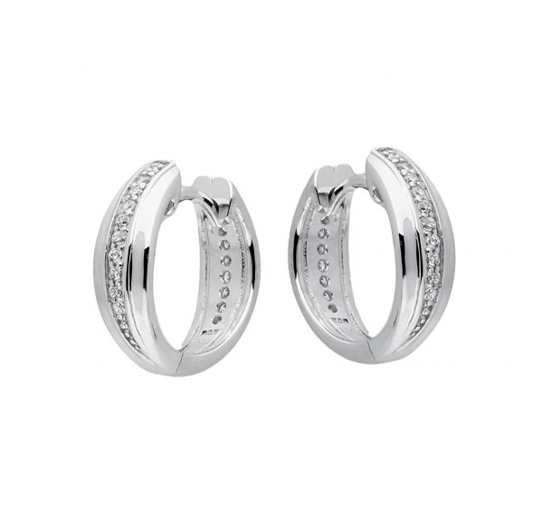 Elegance Oorbellen klapcreolen zilver/zirconia 107.5418.00