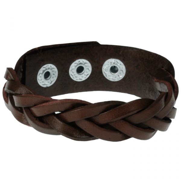 Leren mannen armband Twisted Wrap Donkerbruin