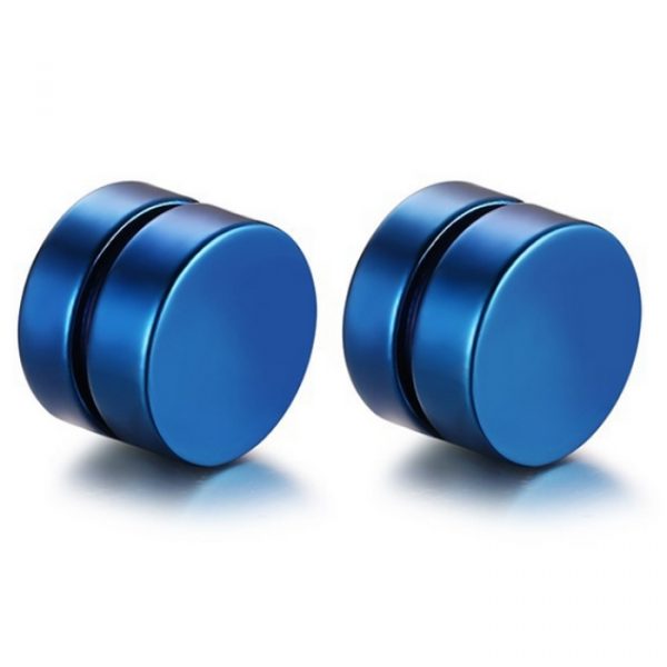 Magnetische Stud oorbellen Blauw 8mm