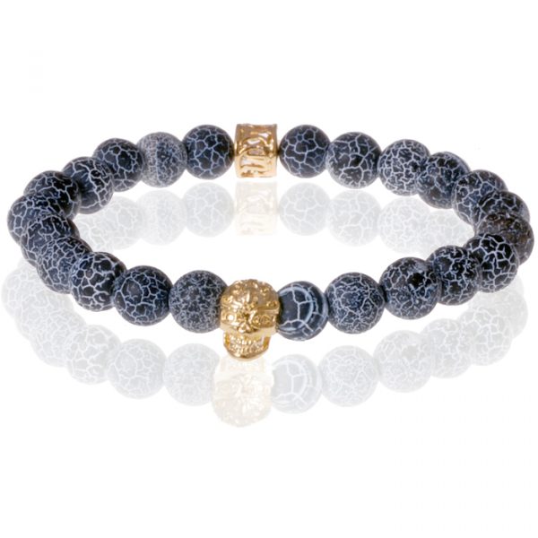 Memphis armband Frosted Agaat Gold Skull