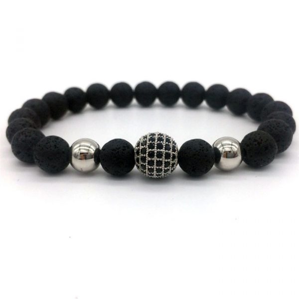 Memphis armband Lava kralen Zirconia Ball