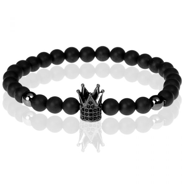 Memphis kralen armband Matte Agaat Crown Black