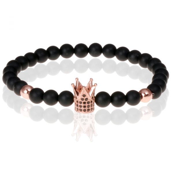 Memphis kralen armband Matte Agaat Crown Rose