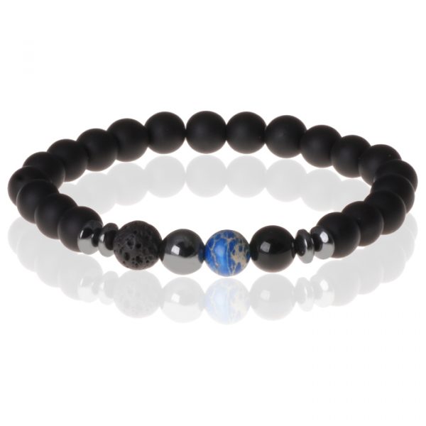 Memphis kralen armband Matte Agaat Gelukssteen Blauw