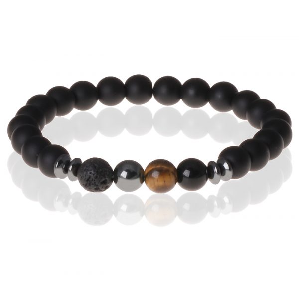 Memphis kralen armband Matte Agaat Gelukssteen Bruin