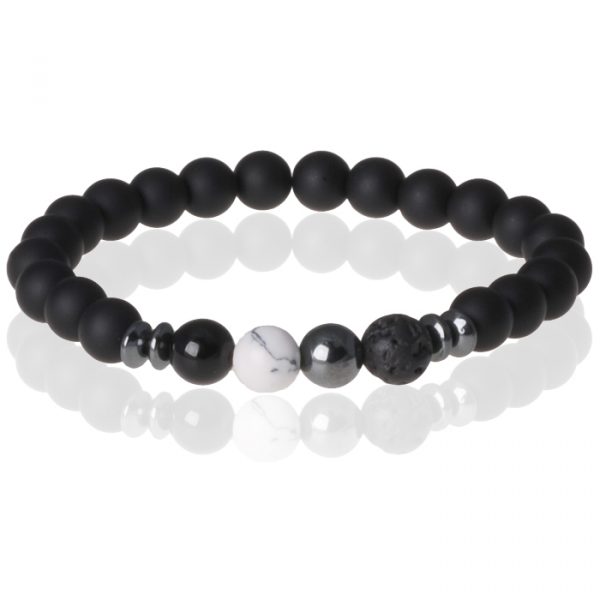 Memphis kralen armband Matte Agaat Gelukssteen Wit