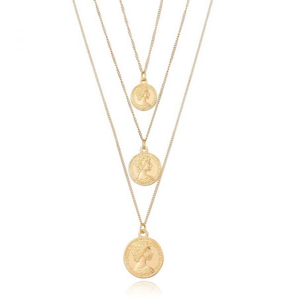 Multi layer dames ketting Goudkleurig Coins