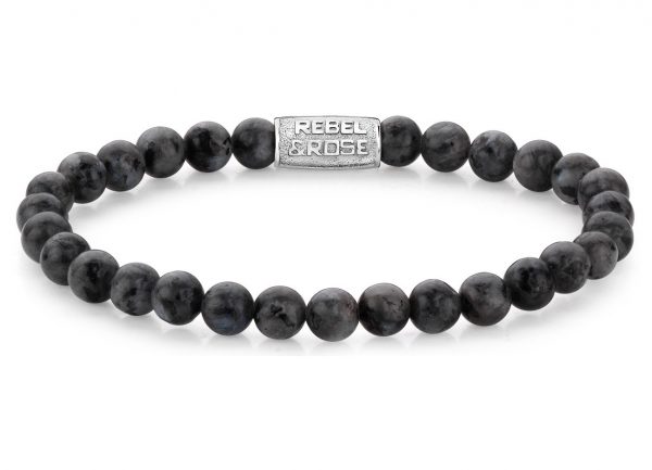 Rebel and Rose RR-60026-S Rekarmband Beads Grey Seduction zilverkleurig-grijs 6 mm L 19 cm