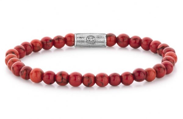 Rebel and Rose RR-60028-S Rekarmband Beads Red Delight zilverkleurig-rood 6 mm M 17,5 cm