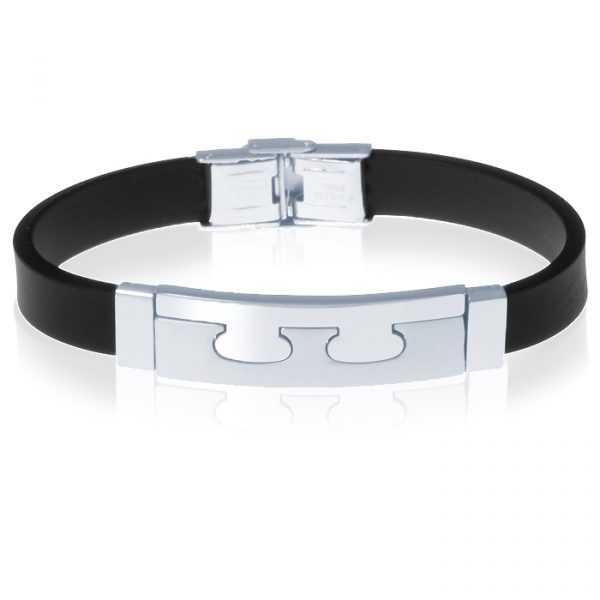 Siliconen heren armband RVS Element Zwart Zilver