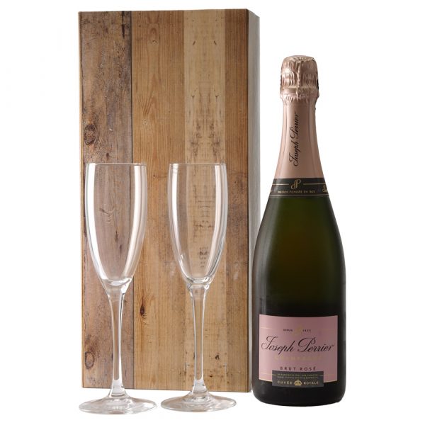 Champagne Joseph Perrier Rosé en champagne glazen