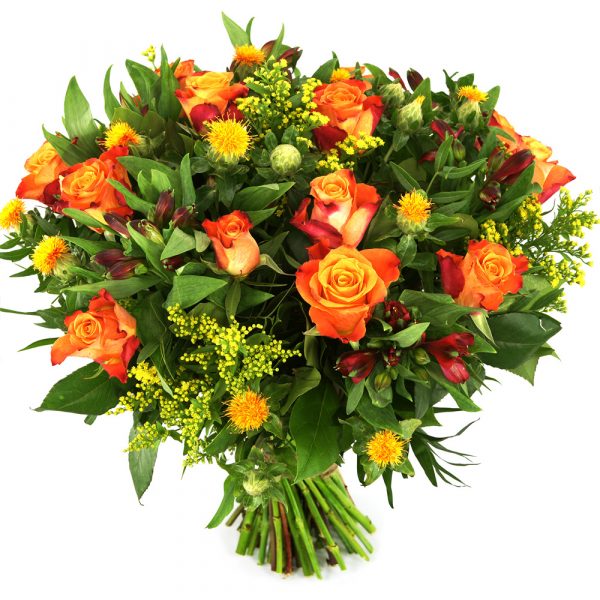 Oranje rozen en bloemen