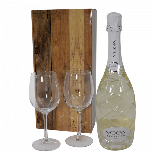 Luxe fles Voga prosecco dry met champagne glazen