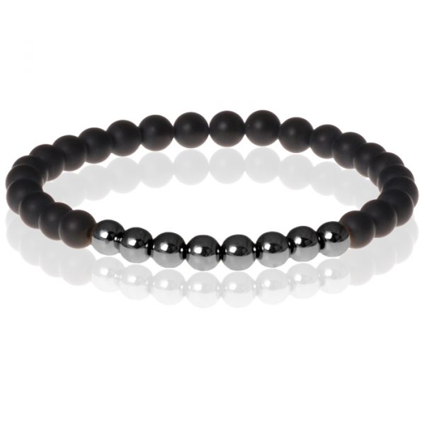 Zwarte Matte Agaat kralen armband Black Beads 6mm