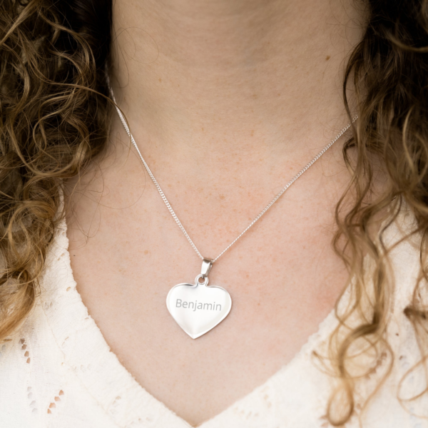 Hart ketting met naam - zilver