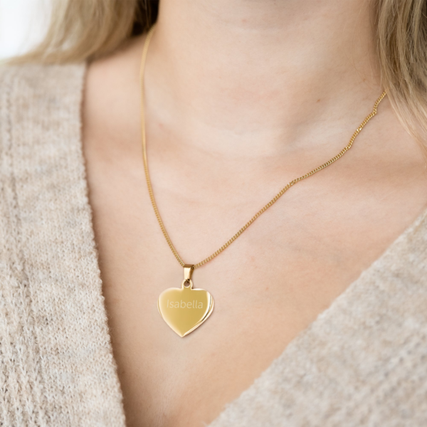 Hart ketting met naam - goud