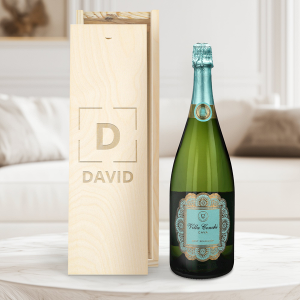 Cava in gegraveerde kist - Villa Conchi (Magnum) 1.5L