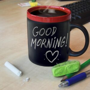 Krijtmok - Beschrijfbare Koffiebeker - 373ml - Zwart
