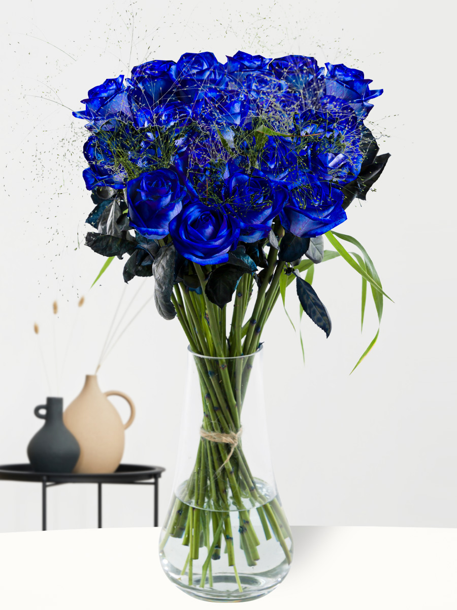 20 blauwe rozen met panicum 1 20 blauwe rozen met panicum