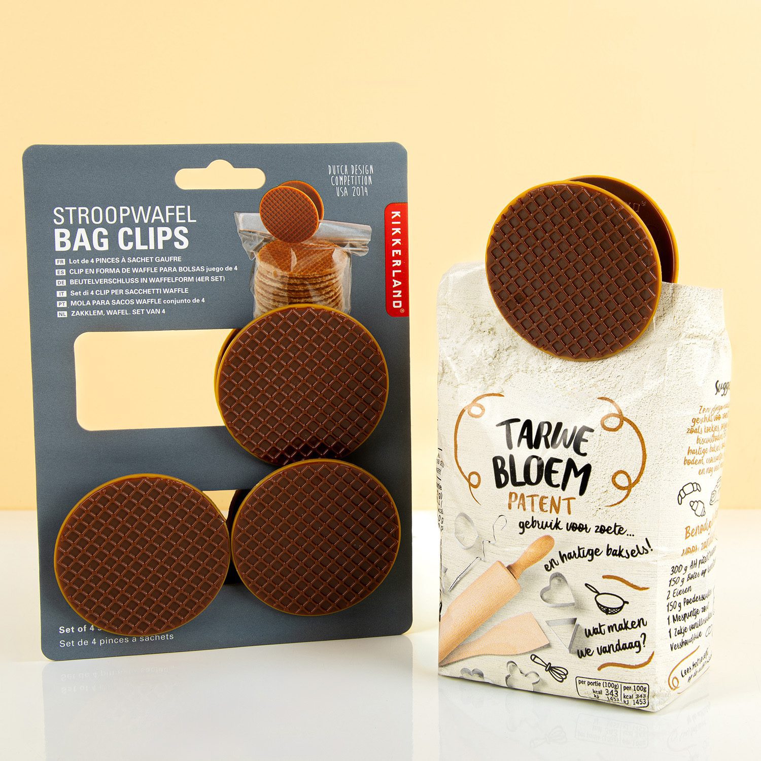 Stroopwafel Bag Clip (Set Van 4) 1 Stroopwafel Bag Clip (Set Van 4)