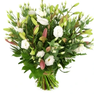 Witte lisianthus en roze lelies