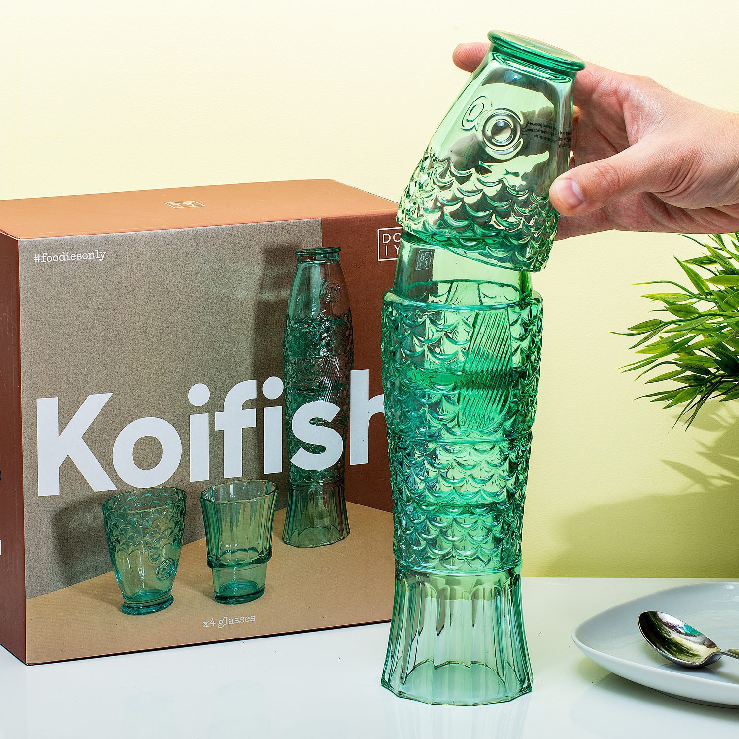 Koi glazen (set van 4) - Groen 1 Koi glazen (set van 4) - Groen
