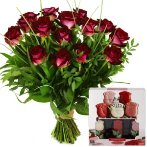 Boeket rode rozen + rozen chocolade