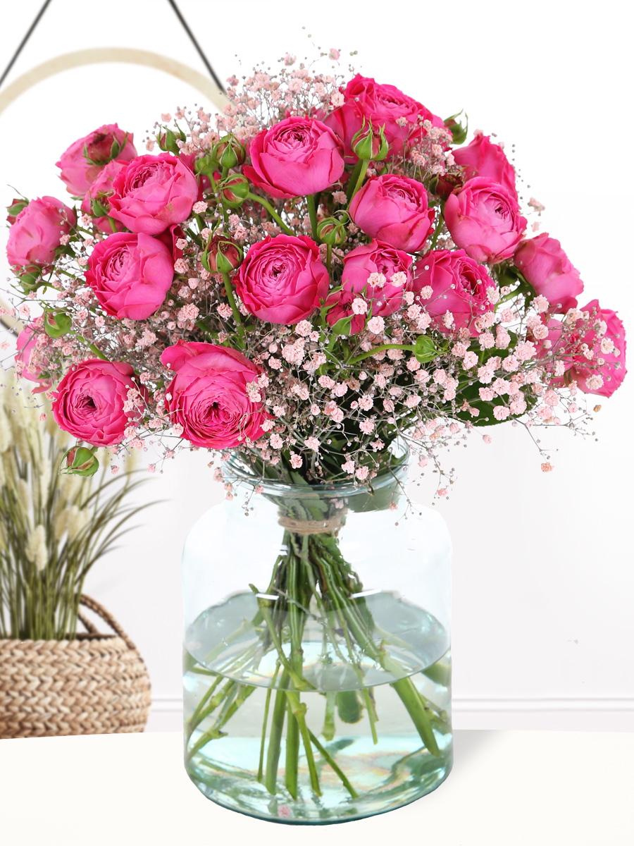 Boeket roze trosrozen 1 Boeket roze trosrozen