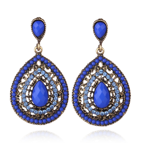Druppelvormige Bohemian dames oorbellen Blauw 1 Druppelvormige Bohemian dames oorbellen Blauw