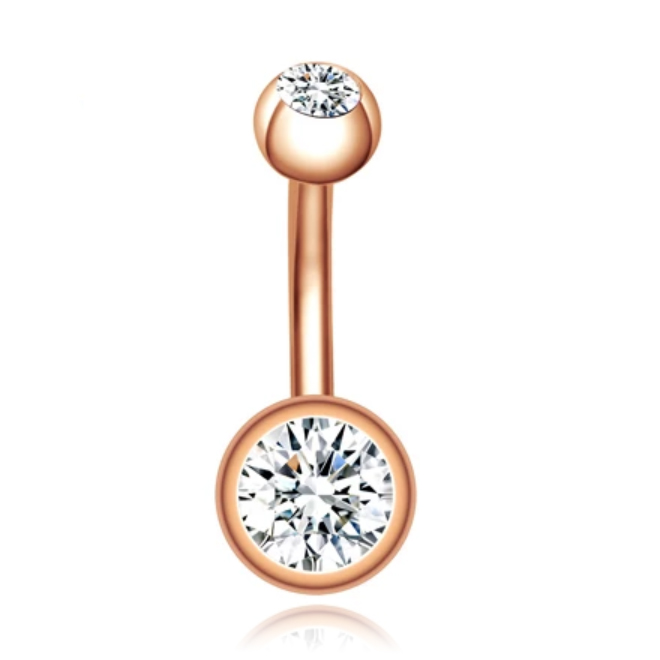 Chirurgisch Edelstaal Navelpiercing - Zirkonia - Rose 1 Chirurgisch Edelstaal Navelpiercing - Zirkonia - Rose