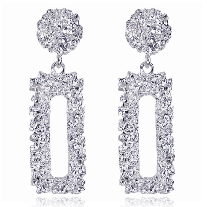 Cilla Chunky Rechthoekige Oorbellen - Silver 1 Cilla Chunky Rechthoekige Oorbellen - Silver