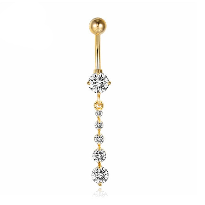 Cilla Navelpiercing van Edelstaal - Zirkonia Goudkleurig 1 Cilla Navelpiercing van Edelstaal - Zirkonia Goudkleurig