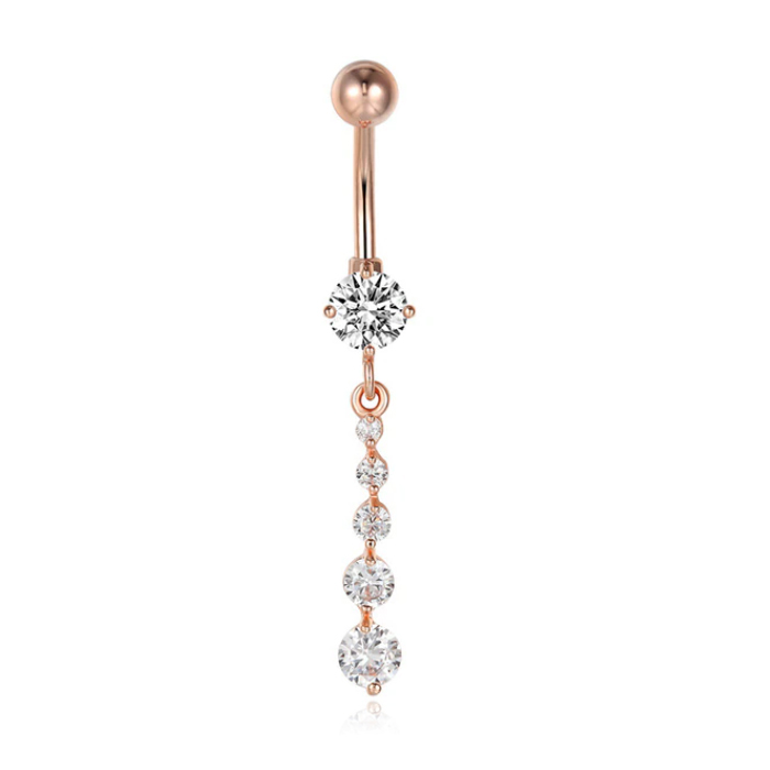 Cilla Navelpiercing van Edelstaal - Zirkonia Rosegoudkleurig 1 Cilla Navelpiercing van Edelstaal - Zirkonia Rosegoudkleurig