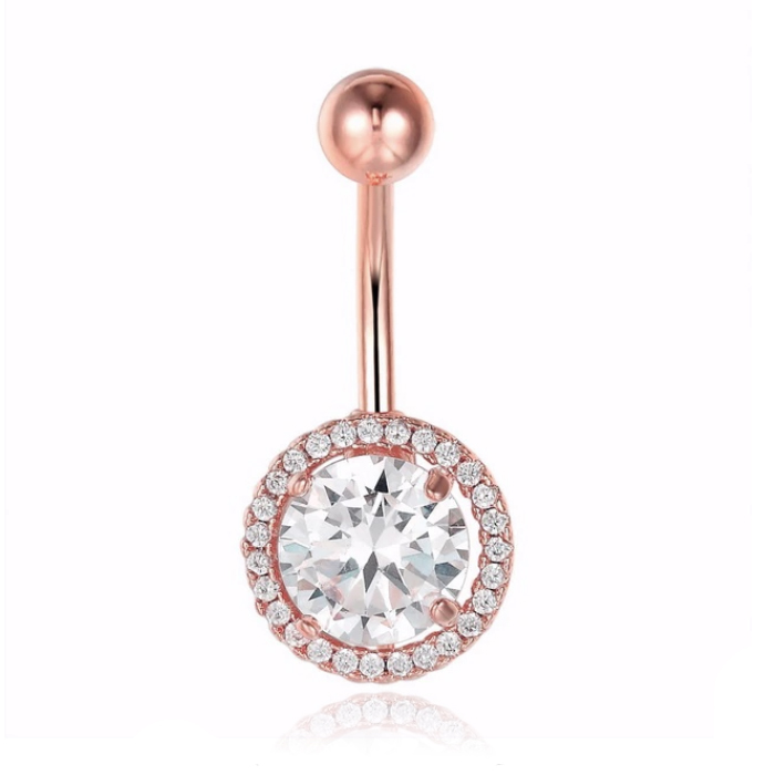Cilla Navelpiercing van RVS - Bling Rosegoudkleurig 1 Cilla Navelpiercing van RVS - Bling Rosegoudkleurig