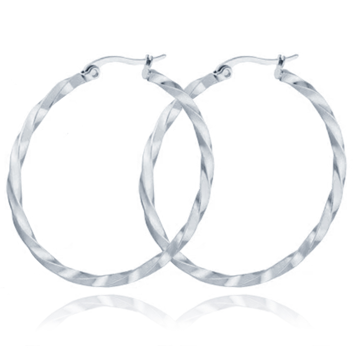 Dames Oorbellen Ringen Zilver kleurig Gedraaid Edelstaal - 30mm 1 Dames Oorbellen Ringen Zilver kleurig Gedraaid Edelstaal - 30mm